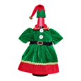 thumbnail image 2 of Christmas Wine Bottle Cover, Christmas Wine Bottle Cover Dress Clothes Set Handmade Sweater Santa Claus Snowman Reindeer Wine Bottle Covers with Hat for Xmas New Year Party Table Centerpieces Decor, 2 of 7