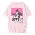 thumbnail image 3 of Graphic Tees for Women Comfortable Summer Casual Modern Round Neck Letter Printed Short Sleeved Top T Shirt Pink L, 3 of 3