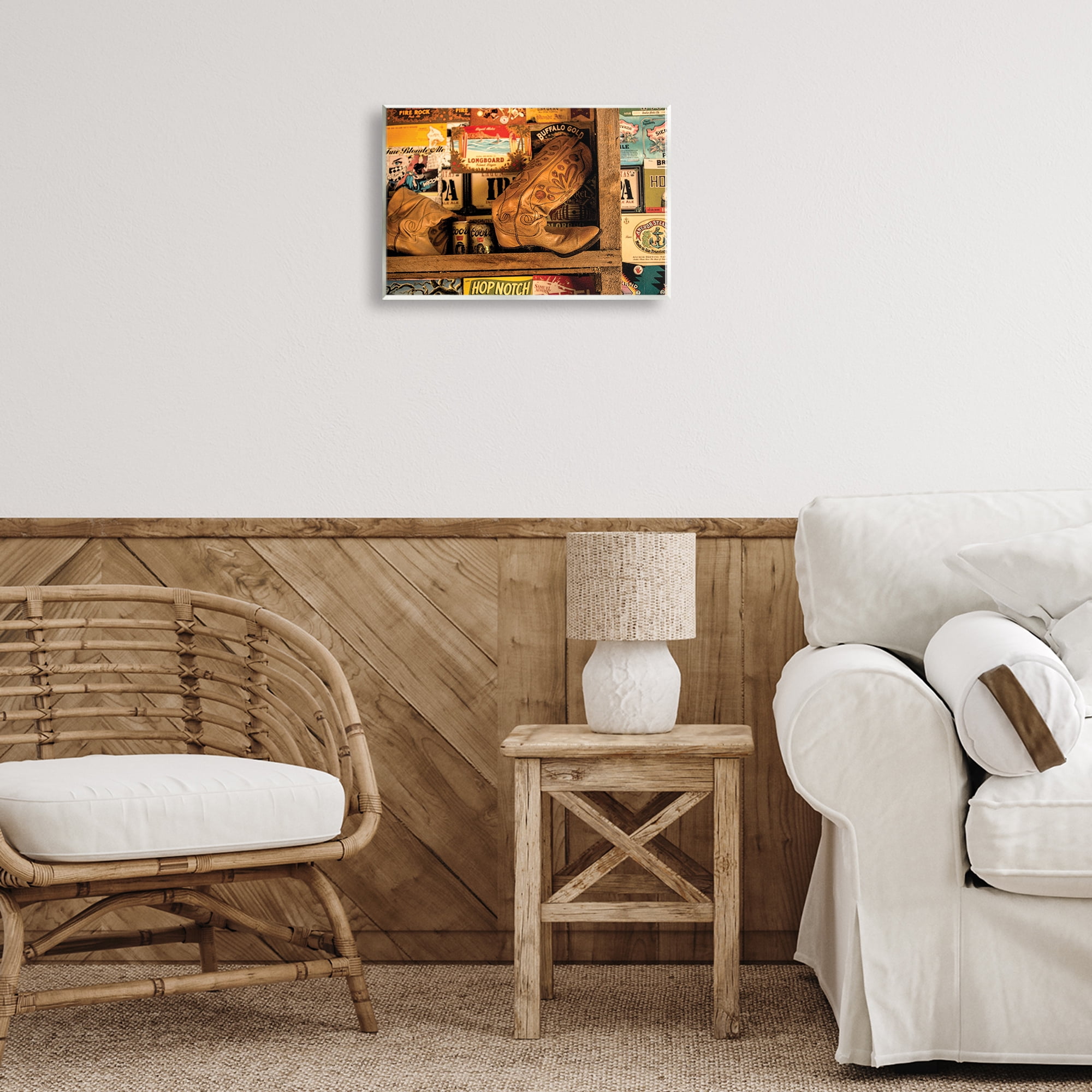 Stupell Industries Western Boots on Shelf Beauty & Fashion Painting Unframed Art Print Wall Art, 15 x 10