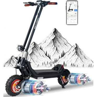 Riding'times 2400W Off Road Electric Scooter with Smart APP, 11 Inch Dual Motor Off Road Scooter with 20.8AH Removable Battery, Up to 37Mph & 50Miles Long Range