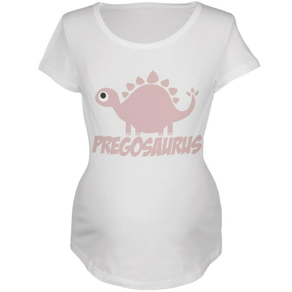 Mother's Day Pregosaurus Funny Dinosaur Maternity Soft T Shirt White LG