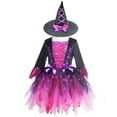 thumbnail image 4 of REDARER Girls Halloween Witch Cosplay Long Sleeve Light Up Star Tulle Dress with LaceâUp Witch Hat for Halloween Party Fancy Dress Up Outfit,14-15 Years, 4 of 5