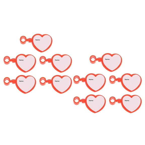 Supvox 10Pcs Creative Heart Design Stethoscope Name Cards Red Color with Double Sided Writable Stickers