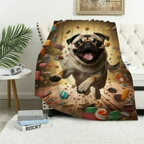 COMIO Funny French Bulldog Throw Blanket Ultra Soft Cozy Plush Cute English Dog Flannel Blankets Lightweight Fuzzy Warm Party Pitbull Blanket Gifts for Bed Couch Sofa Kids Adults