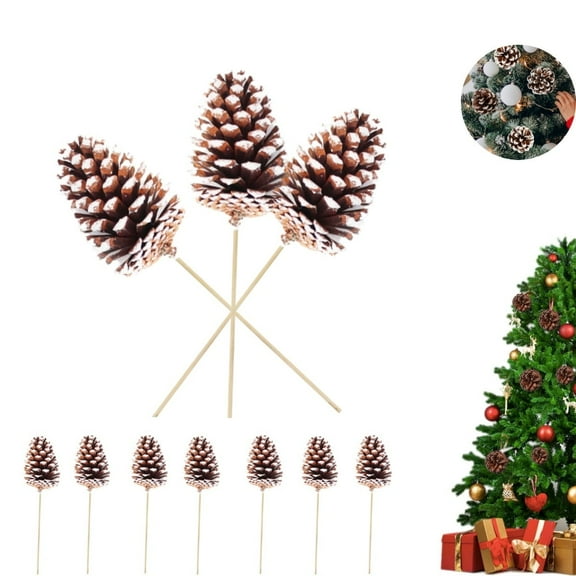 Portable Pinecone Picks,Pack of 10 White Christmas Tree Ornament,QZS Reusable Christmas Supplies for Tree,Home,Party Decoration