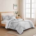 thumbnail image 5 of Full Quilt Set 78''x90'', Gray Marble Lightweight Bedspread Coverlet Set with 2 Pillow Shams, Modern Simple Gradient Abstract Patterned Breathable All Season Quilt Bedding for Bedroom/Guest Room, 5 of 9