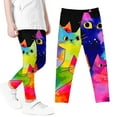 thumbnail image 2 of JSGEK Girls' Cat Print Leggings High Waist Yoga Pants Stretchy Workout Leggings Sport Leggings for Running Fitness Gym Multicolor 3 Years, 2 of 5