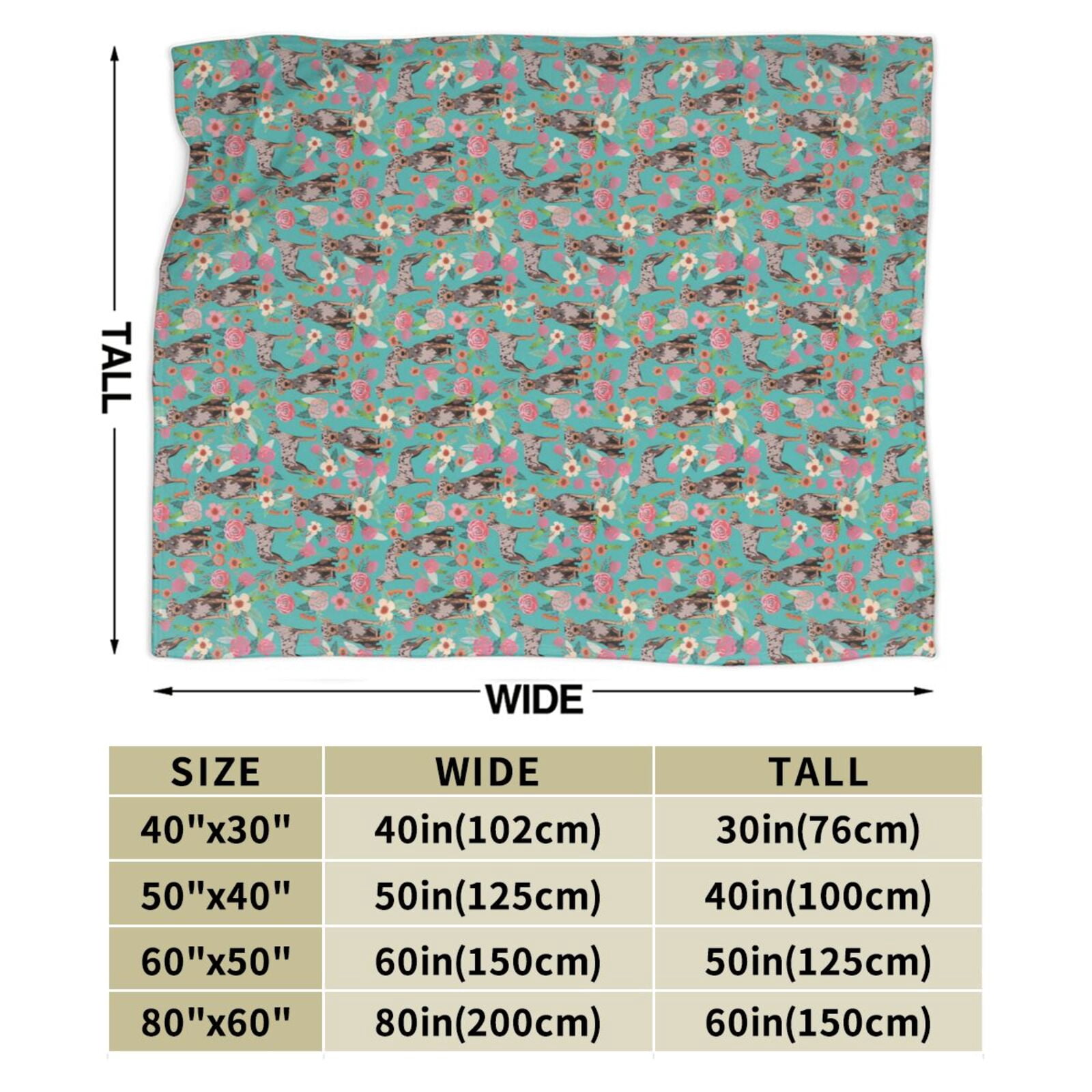 Wijzvio Catahoula Leopard Dogs Lovers Flower Floral Throw Blanket Soft Fuzzy Fleece Blanket For Couch Bed Living Room Decoration 50"X40"