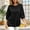 Black, variant on Women's 3/4 Sleeve Tops Plus Size Solid Color Loose Round Neck Blouse Comfortable Top