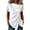 White, variant on Womens Asymmetrical Collar Short Sleeve Blouse Side Button Drawstring Waist Imitation Linen Lightweight Breathable Solid Grey Casual Tunic Top