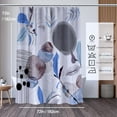 thumbnail image 5 of Gorgeous Boho Shower Curtain, Abstract Mid Century Shower Curtain Set Blue Leaves Bath Curain Modern Minimalist Bathroom Decor Watercolor Grey Shower Curtains with Hooks, 72" x 72, 5 of 6