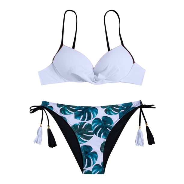 Traje de baño dividido de bikini sin espalda estampado con aro cómodo para mujer con almohadilla en el pecho OAVQHLG3B Store lin121212