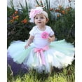 thumbnail image 7 of Noah's Boytique Baby Girls First Birthday Mint Pink and Gold Lace Tutu Outfit with Boutique Style Headband Flowers Feathers Rhinestones 6-12 Months, 7 of 7