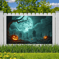 thumbnail image 3 of Spooky Design Halloween Banner Full Moon Graveyard Jack-o'-Lantern Atmospheric Scene for Halloween Party Outdoor Indoor Decoration, 3 of 9