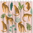 thumbnail image 5 of Leopard Shower Curtain Tropical Jungle Bathroom Curtain Pink Cheetah Waterproof Curtain for Shower with 12 Hooks 72x72 Inches, 5 of 5
