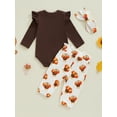 thumbnail image 6 of Baby Toddler Girls 3Pcs Thanksgiving Outfits 0 3 6 12 18 Months Long Sleeve Romper + Dots/Turkey Print Pants + Headband Set Fall Clothes, 6 of 9