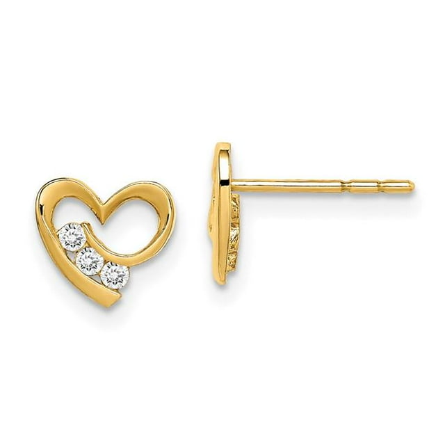 Quality Gold GK1002 14K Yellow Gold Madi K CZ Heart Post Earrings