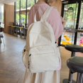 thumbnail image 5 of Plaid School Backpack, Heavy Duty School Bag with Drawstring Side Pockets, Multi-pocket Backpack for Travel College Work, Gray, 5 of 10