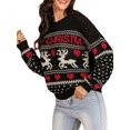 thumbnail image 4 of Elippeo Womens Christmas Sweater Christmas Reindeer Letter Patterns Crew Neck Pullovers Fall Winter Long Sleeve Jumpers Knitted Tops, 4 of 10
