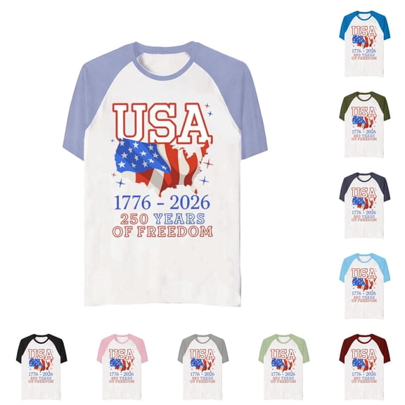 Huowey Patriotic Shirts For Toddler Boys Summer Tops Short Sleeve Crewneck 4Th Of July Print 250Th Anniversary Tee Summer Comfort Soft Relaxed Fit Kids Casual Basic Shirt Independence Day,3-4 Years