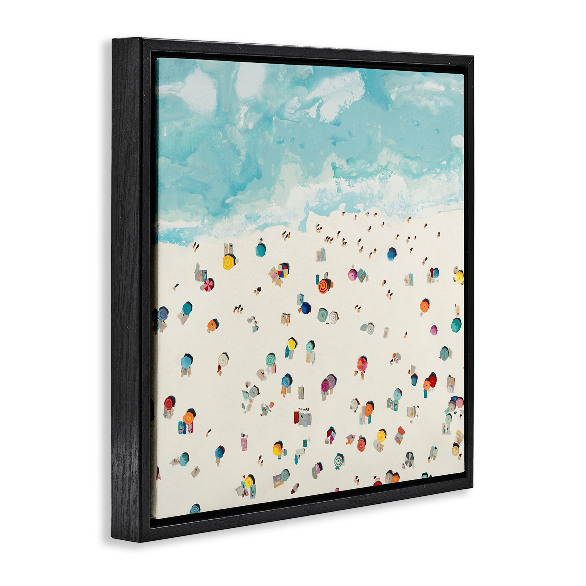 Stupell Industries Abstract People on Beach Nature Painting Black Floater Framed Canvas Art Print Wall Art, 25 x 25
