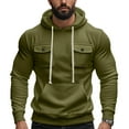 thumbnail image 2 of Donemore Men's Solid Color Adjustable Drawstring Hooded Sweatshirt Long Sleeve Multi-Pocket Button Closure Urban Casual Modern Utility Wear, 2 of 9