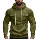 thumbnail image 2 of pstuiky camisas de manga larga para hombre, Blusa de moda para hombre, de color liso, con capucha, manga larga, cordón ajustable y botones en los bolsillos. camisetas de hombre l, 2 of 9