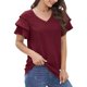 thumbnail image 1 of Fiudx Ofertas Del Día Blusas y Camisas de Manga Corta con Cuello En V para Mujer, Informales, a La Moda, Primavera y Verano, 1 of 7