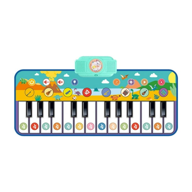 Alfombrilla De Piano Para Niños Pequeños, 14 Teclas, 8 Instrumentos Musicales dinosaurio