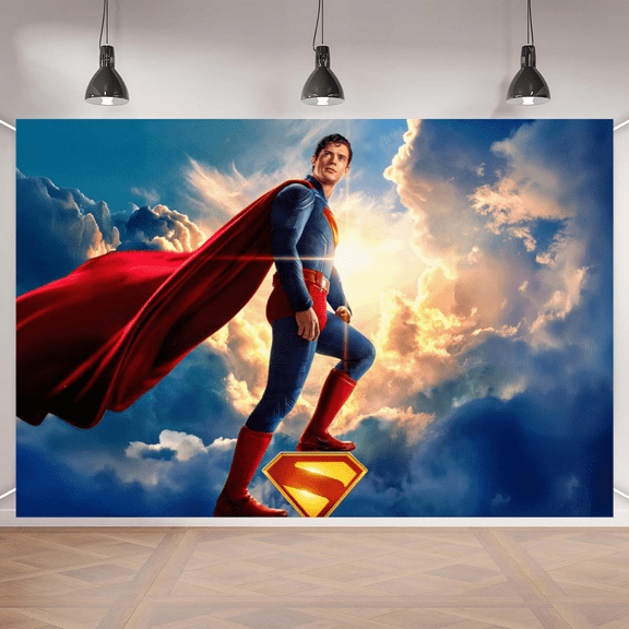 Superman theme party birthday background, polyester fiber fabric,suitable for party, birthday celebration and birthday party decoration 5.9x3.6ft