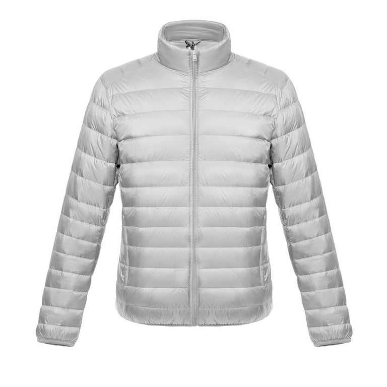 Ultra-lightweight and semi-shiny short down jacket for men, grey