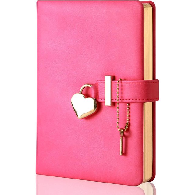 Poshieca Heart Shaped Lock Diary with Key PU Leather Cover Journal