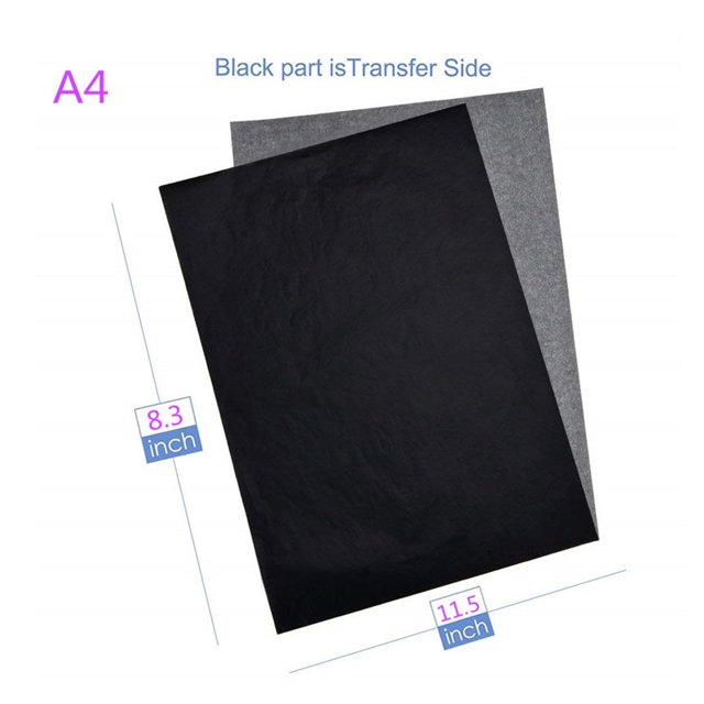 100pcs A4 Papier de Carbone Noir Peinture de Traçage Papier Réutilisable; Papier de Copie de Surfaces d'Art Réutilisables de Traçage de Transfert de Graphite Lisible