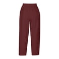 thumbnail image 4 of Seductiva Women's Casual Pants Pants for Women Casual 2025 Summer Drawstring Elastic High Waist Linen Pants Wide Leg Cropped Trousers Business Work Casual Pants, 4 of 5