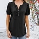 thumbnail image 5 of Camisetas de Manga Corta para las Mujeres Cuello Redondo Sólido Fuera Del Hombro Botón Superior, Camiseta Casual de Poliéster para el Uso Diario, Fiesta Y Primavera, 5 of 6