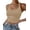 Beige, variant on Women Halter Top Backless Scroop Neck Slim Stretchy Ribbed Knit Camisole Crop Tops