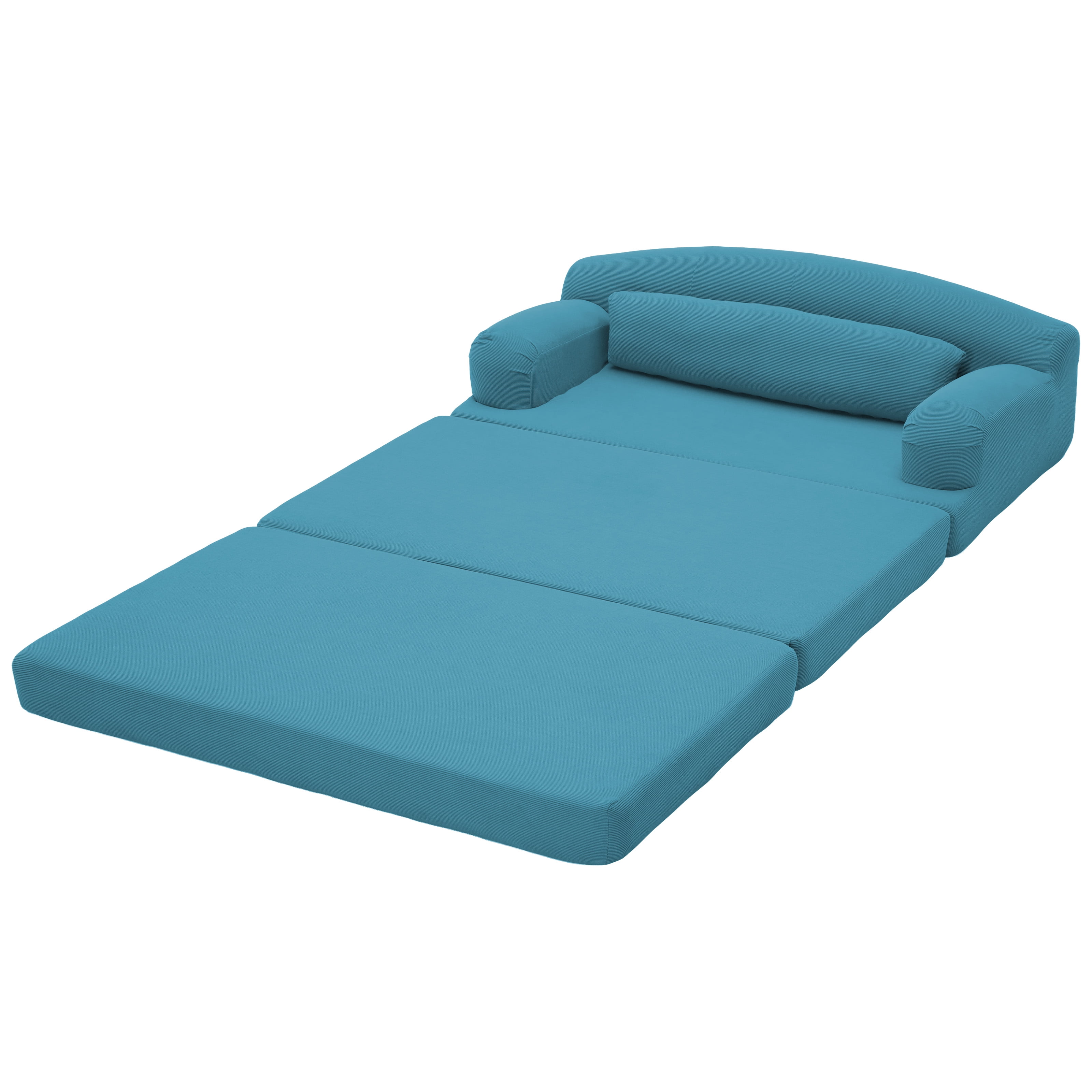 Leumius Futon Sofa Bed, Convertible Sofa Bed,Folding Boneless Couches,Low-Profile Boneless Couch for Living Room,15.8" H Low Seat Small 57" Foldable Floor Sleeper Mattress Lounge Space‑Saving