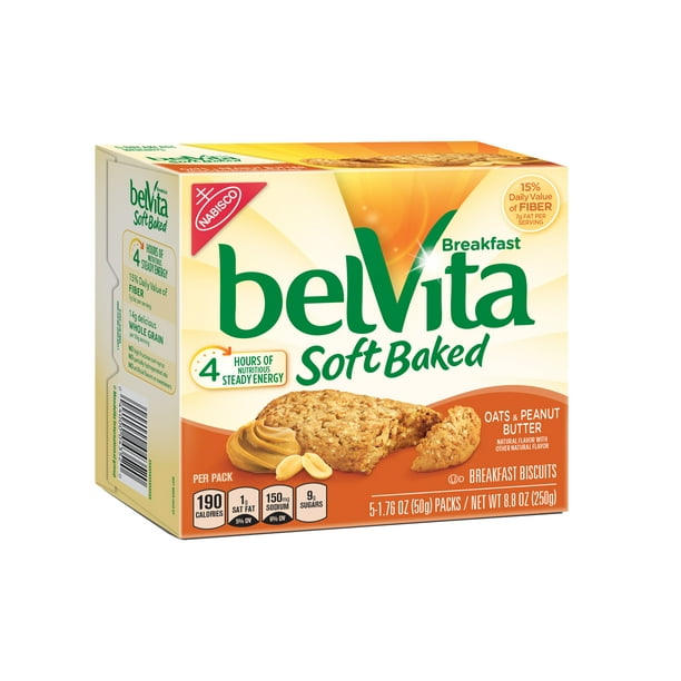 belVita Soft Baked Oats & Peanut Butter Breakfast Biscuits, 8.8 Oz