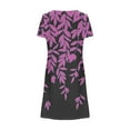 thumbnail image 5 of DailyTrove Women's Leaf Print V-Neck Midi Dress, Short Sleeve, Casual Daily & Garden Wear, Lightweight Rayon Blend, 5 of 6