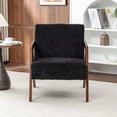 thumbnail image 2 of Leumius Mid Century Modern Accent Chair,Upholstered Reading Armchair with Solid Wood Frame,Accent Chair for Living Room Bedroom Apartment, Easy Assembly,Black, 2 of 14