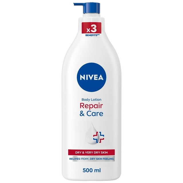 NIVEA Repair & Care 72-Hr Moisturizing Body Lotion for Very Dry, Itchy Skin, 500 mL