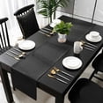thumbnail image 3 of Solid Black Table Runner 108 Inches Long, Retro Minimalism Abstract Denim Texture Kitchen Coffee Dining Table Decoration for Home Party Birthday Wedding Home Decor 13x108 Inches, 3 of 8