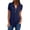 Navy, variant on LEAVINGSUO Women's Tank Tops Summer Fashion Women's Summer Short Sleeve Zip Casual Tunic V-Neck Rollable Blouse Tops Green S