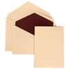 JAM Paper® Wedding Invitation Set - Medium - 5 1/8 x 7 1/4- Ivory Card with Burgundy Lined Envelope and Ivory Lily - 50/pack