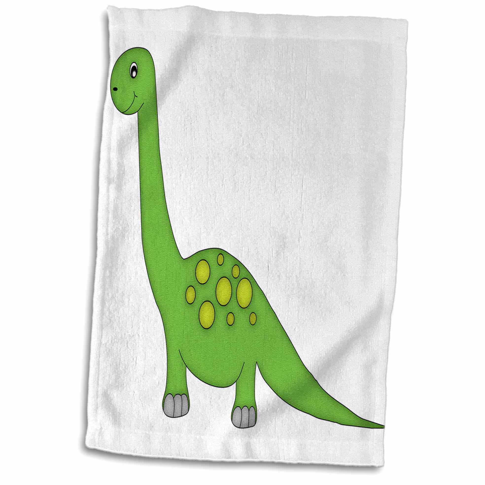 3dRose Cute Green and Yellow Standing Dinosaur Towel, 15 by 22inch