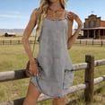thumbnail image 4 of jtjvou Women's Sleeveless Denim Overall Dress Casual Vintage Loose Fit Mini Dress with Pockets Gray M, 4 of 7
