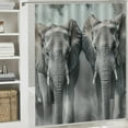thumbnail image 6 of Autua Elephants Smoke Wildlife Shower Curtain Set with Hooks 100% Polyester 36"x72, 6 of 7