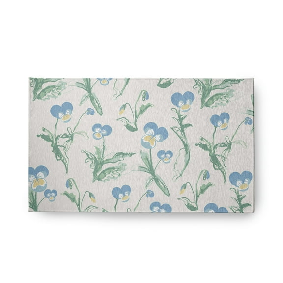 18" x 30" Simply Daisy Bunch of Pansies Casual Chenille Area Rug, Blue