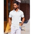 thumbnail image 3 of Polo COOFANDY de manga corta, casual, vintage, de golf, blanco, 3 of 7