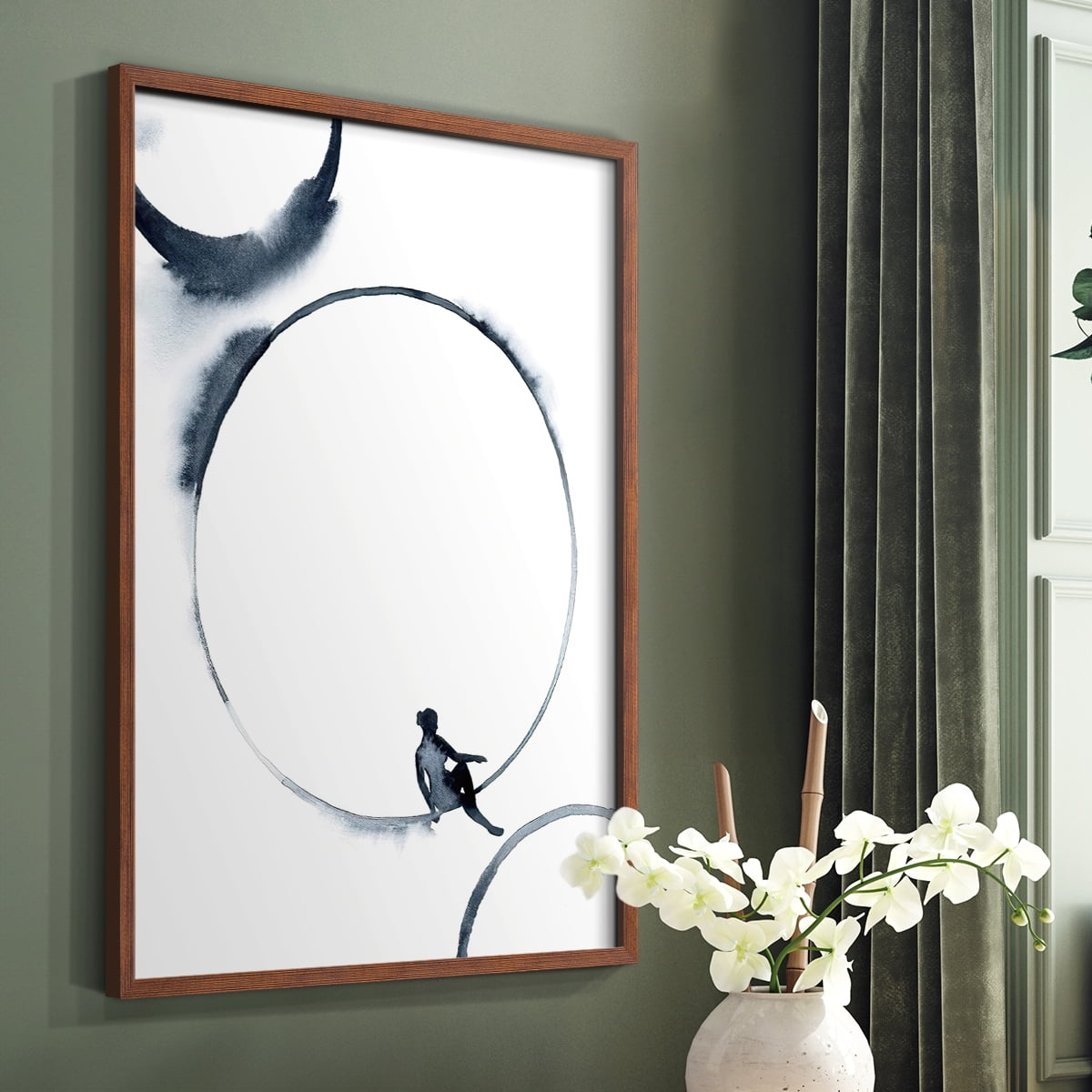 Woman in the Moon I Framed Print - Solid Wood in Single Picture Frame Solid Wood 2 Framed Print